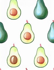 緑色のアボカドのイラスト