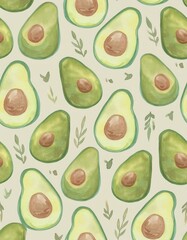 手書き風の緑色のアボカドの壁紙