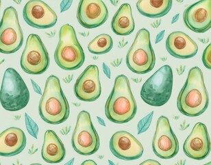 手書き風の緑色のアボカドの壁紙