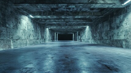 Obraz premium Vast Underground Bunker with Cold Industrial Aesthetic and Lighting