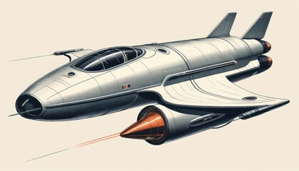 Clean and simple drawing of a toy spaceship