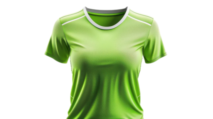 Green sports t-shirt mockup with transparent background for women