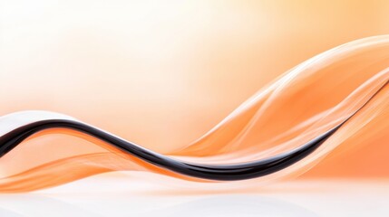Obraz premium Soft waves of orange and black blend gracefully, creating a serene and modern aesthetic that captivates with its fluidity