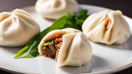 Asian hot steamed fresh delicious tasty buns. xiao long bao