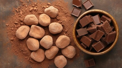 Chocolate Truffles and Dark Chocolate Pieces