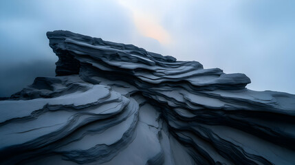 Dark Volcanic Rocks and Sand Under Dramatic Clouds