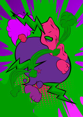 Cartoon Green and Purple, comic book background. Retro vector comics pop art design.