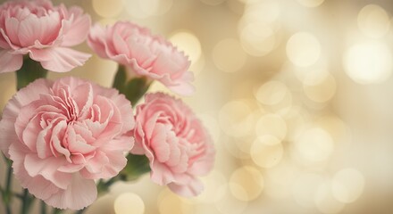 Obraz premium Pink Carnations Bouquet Soft Floral Background Romantic Flowers