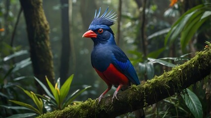 Tropical Majesty: The Sri Lanka Blue Magpie in a Verdant Paradise