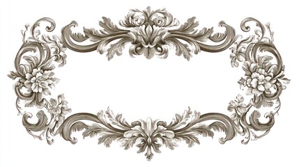 Fototapeta premium Elegant Baroque Frame Design: Intricate Floral and Scrollwork Ornament