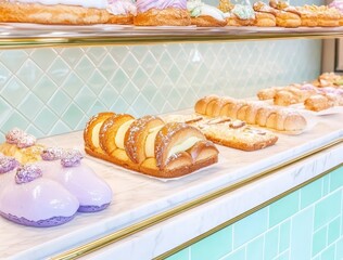 Delicious Pastries and Bread Display