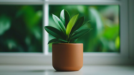 Green Plant in Brown Pot on Windowsill