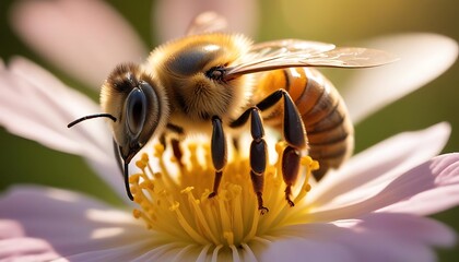 Honeybee on a Cosmos Flower: A Macro Shot