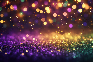 Abstract bokeh lights background with vibrant colors creating a festive atmosphere.