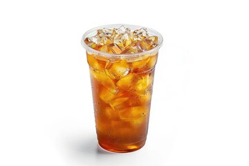 Ice Tea in Takeaway Cup or Glass Isolated on White Background Including Clipping Path