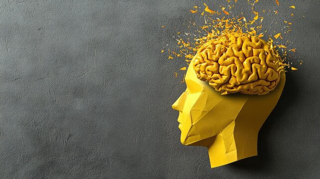 Yellow Paper Head with Brain Exploding
