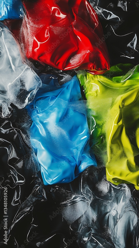 Leinwandbilder vibrant and colorful wrinkled fabrics in a mysterious abstract composition : generative ai