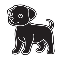 Fototapeta premium cute cartoon dog stands playfully with friendly expression. This adorable puppy features round face, floppy ears, and wagging tail, embodying joy and companionship