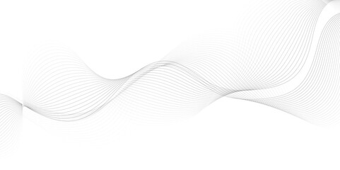 White wave curve lines banner background design. Abstract soft wave lines dynamic flowing gray light isolated background. Vector Illustration of the gray pattern of lines. Black stripes on white .