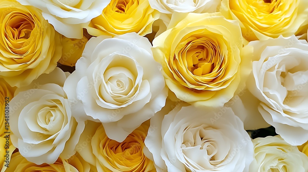 Poster beautiful arrangement of white and yellow roses creating a stunning floral background for various oc
