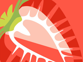 Abstract fruit design in flat cut out style. Strawberry cross section. Modern minimalist vector illustration.
