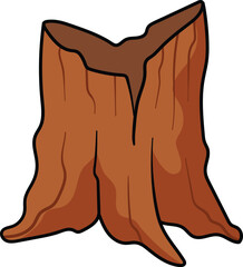 Hollow tree stump with jagged edges and a rough wooden texture