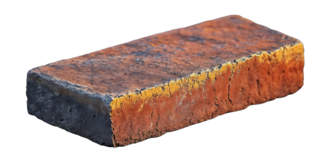 red brick paver on white background