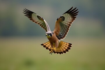 Fototapeta premium A Falcon Swiftly Diving to Capture Its Prey in Midair
