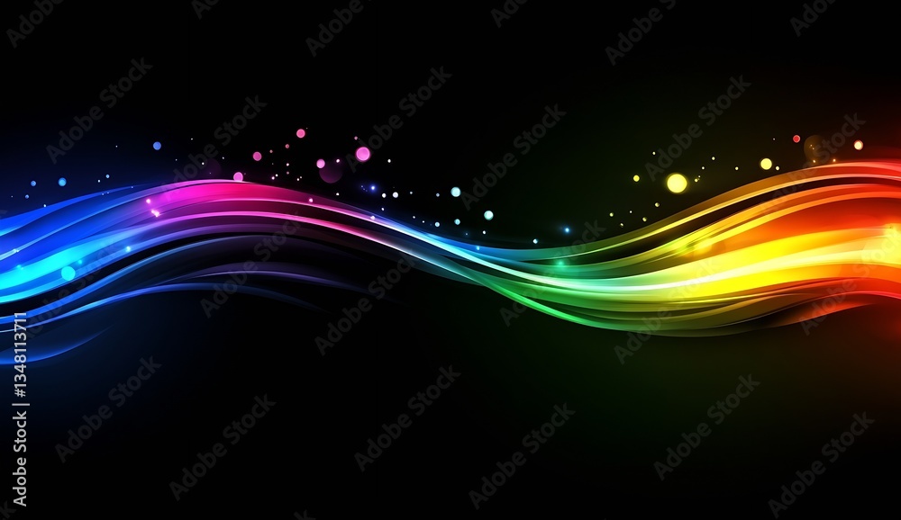 Poster Vibrant abstract background with lively colors forming flowing lines and circles that create a sense of energy and motion : Generative AI