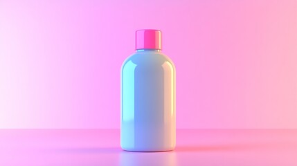 Stylish white bottle with pink cap against a vibrant pink background in modern design : Generative AI