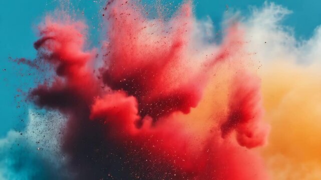 Vibrant colored powder bursts create a stunning visual display during joyous celebration