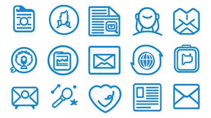 Communication icons; email, document, globe; website design