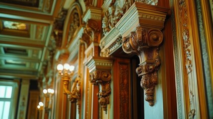 Obraz premium Luxurious Architectural Design: Captivating Details and Opulent Finishes Creating Elegance and Sophistication. Ideal for Commercial and Use.
