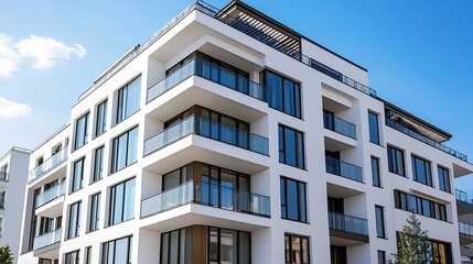 Stylish Urban Apartment Complex Showcasing Innovative Style with Plenty of Natural Light : Generative AI