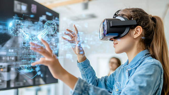 Virtual reality experience tech lab digital interaction innovative environment close-up view future concepts