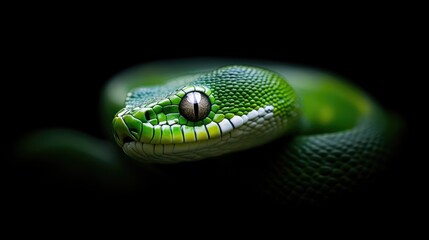 Fototapeta premium Close-up of a vibrant green snake