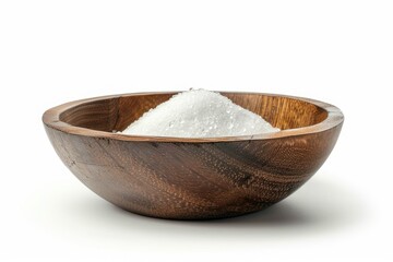High Quality Visual of Wooden Bowl with Baking Soda on White Background