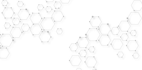 Abstract hexagon white background with shadow .white background Futuristic blue neon honeycombs. Modern technology design. Vector illustration.	
