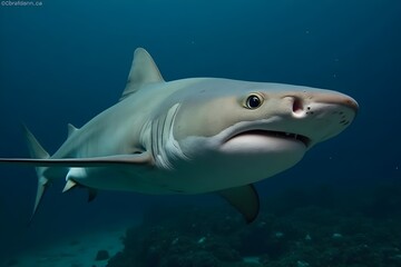 Fototapeta premium A Remora Fish Clinging to the Belly of a Shark