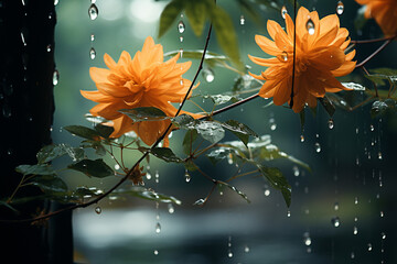When raindrops dance upon myriad surfaces of tree leaves and flower petals, they unlock enchanting bond between water and very essence of existence