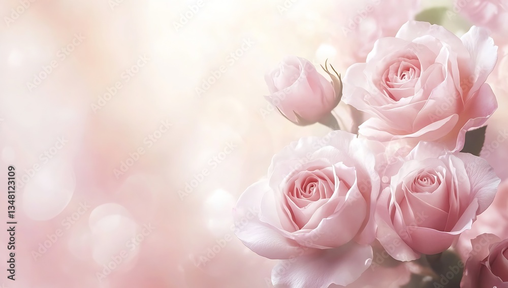 Aufkleber beautiful bouquet of pink roses with soft background creating an elegant feel : generative ai