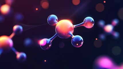 Captivating Close-Up of Glowing Molecular Structures in a Colorful Environment : Generative AI