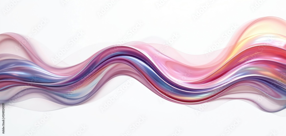 Poster abstract 3d render multicolored flowing wave shape. generative ai futuristic background with gradien