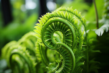 wondrous spectacle of fern fronds gracefully unfurling mirrors profound odyssey of enlightenment and self realization that accompanies magnificent process of maturation - obrazy, fototapety, plakaty