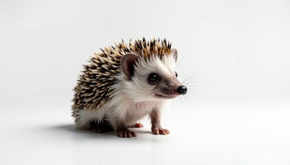 Obraz premium A lone hedgehog against a stark white backdrop, white, one, nature