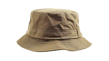 Khaki bucket hat isolated on transparent background, perfect for summer adventures