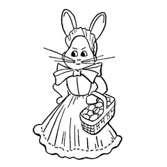 Cute Easter Bunny Cartoon, Retro Vector Illustration, Scalable to any Size