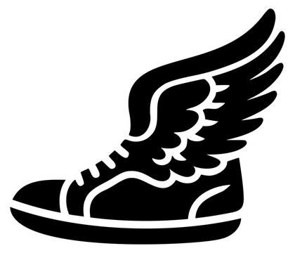 Shoe Track Field Winged Sandal Sport Logo Graphic Silhouette Shape Clipart Digital Art