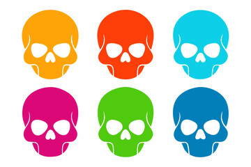 set of human skull silhouette vector illustration isolated on white background