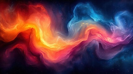 Fototapeta premium Cosmic Nebula Swirls Red Orange Blue Space Art